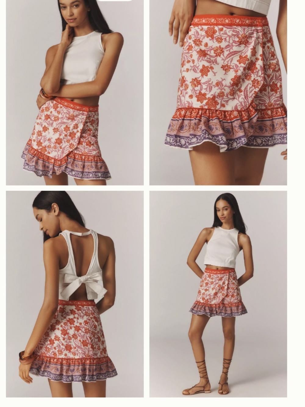 NWT Farm Rio Floral Printed Ruffle Mini Wrap Skirt SIZE L
